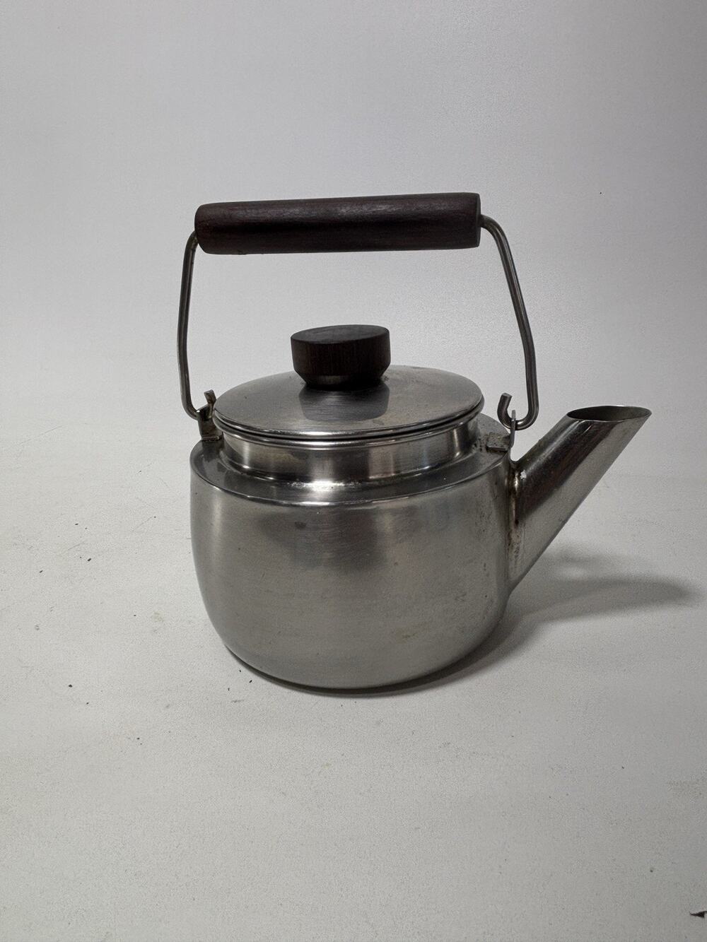 Vintage Farberware Stainless Steel Tea Kettle Wood Handle MCM USA